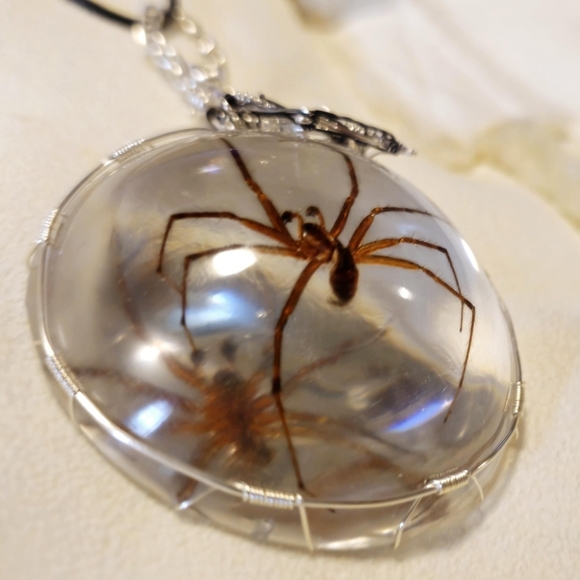 Silver Spider Pendant Necklace - Picture 4 of 7